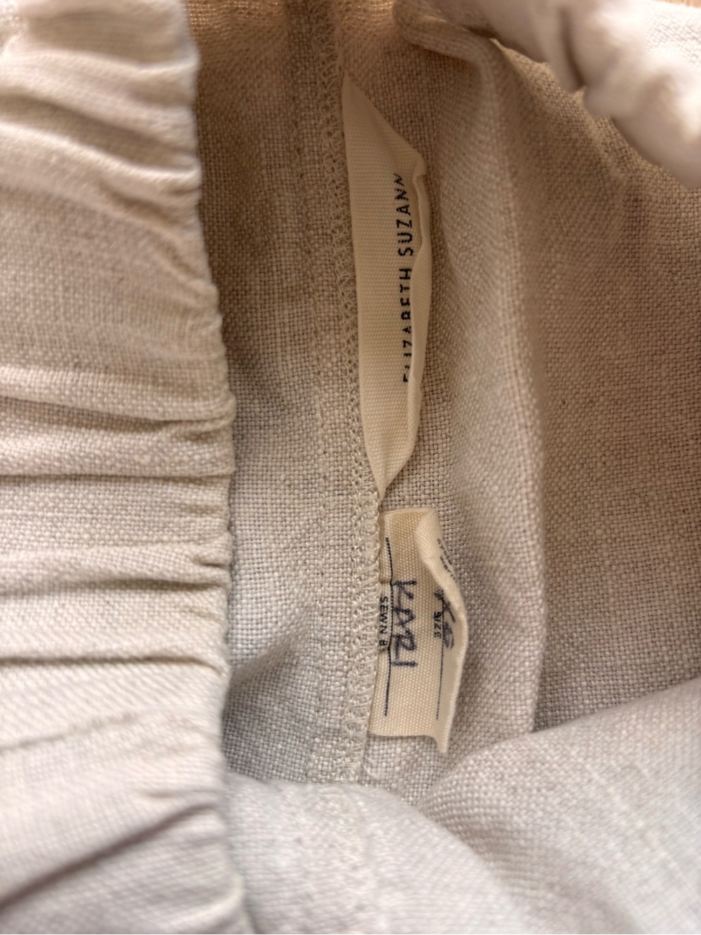 Elizabeth Suzann Natural Linen Elastic-Waist Shorts - Picture 3 of 3
